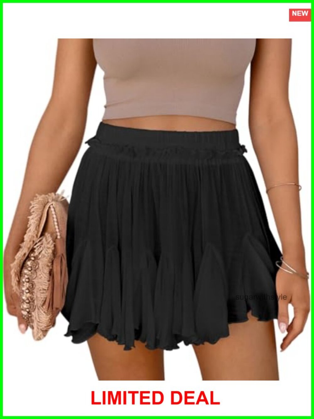 Flowy Linen Boho Ruffle Mini Skort High Waist Butterfly Skorts Pockets Summer